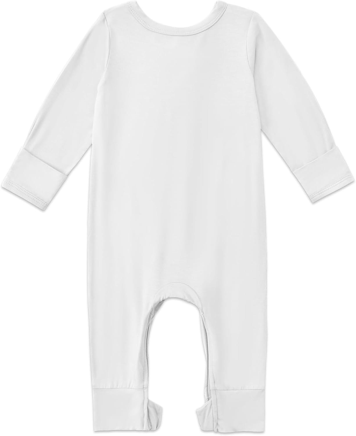 Thumbnail 1 de Exemaba Baby Bamboo Viscose Footless Sleepsuit (2-way zipper) with Mitten Cuffs, White, 3–6 Months