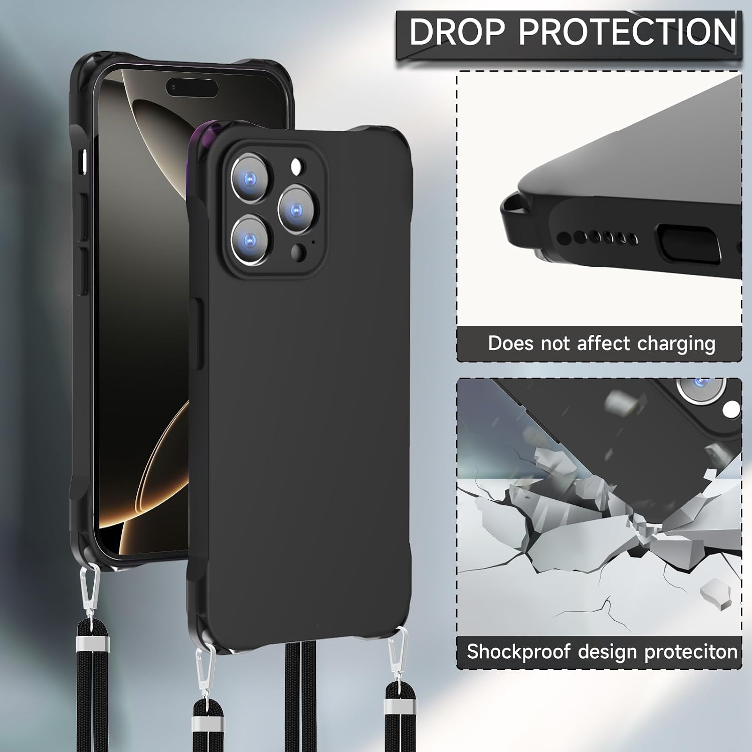 Detalle 2 de CAROKI Crossbody iPhone 16 Pro Max case with lanyard