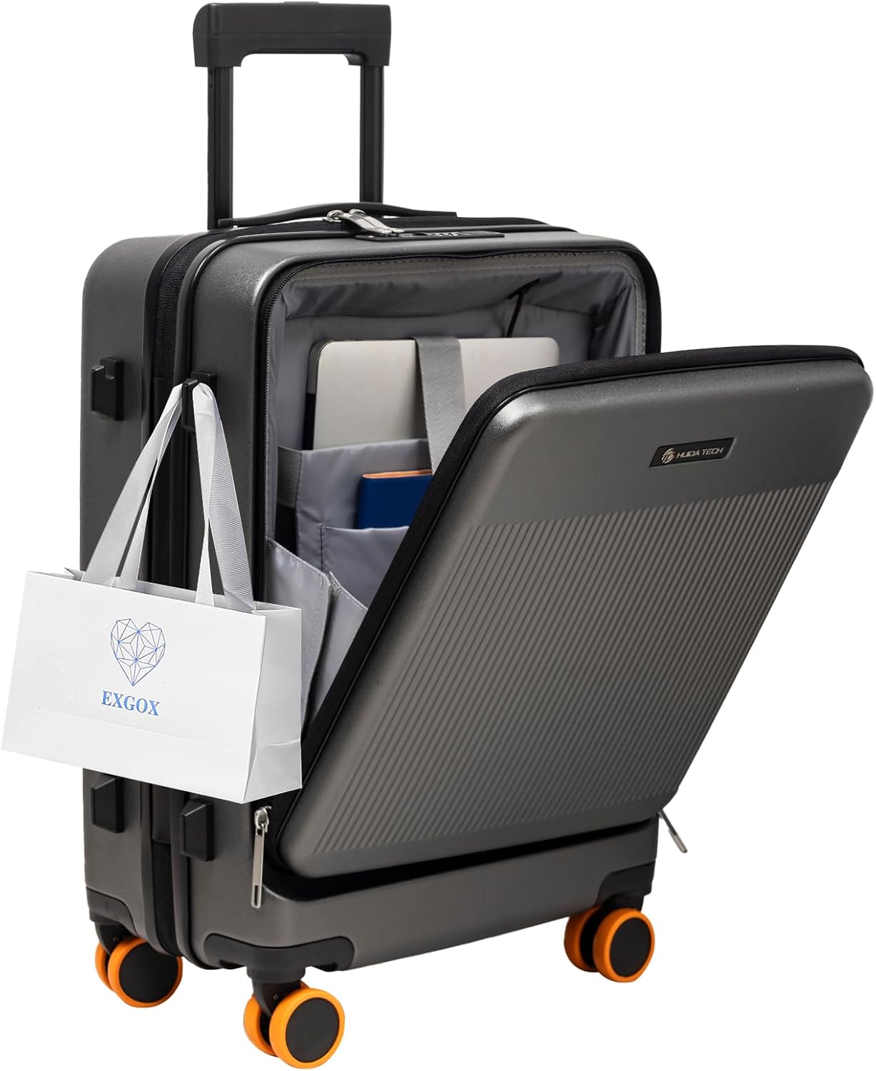 Detalle de HUIDA TECH Valise de cabine légère 20 pouces avec compartiment pour ordinateur, serrure TSA et chargement USB