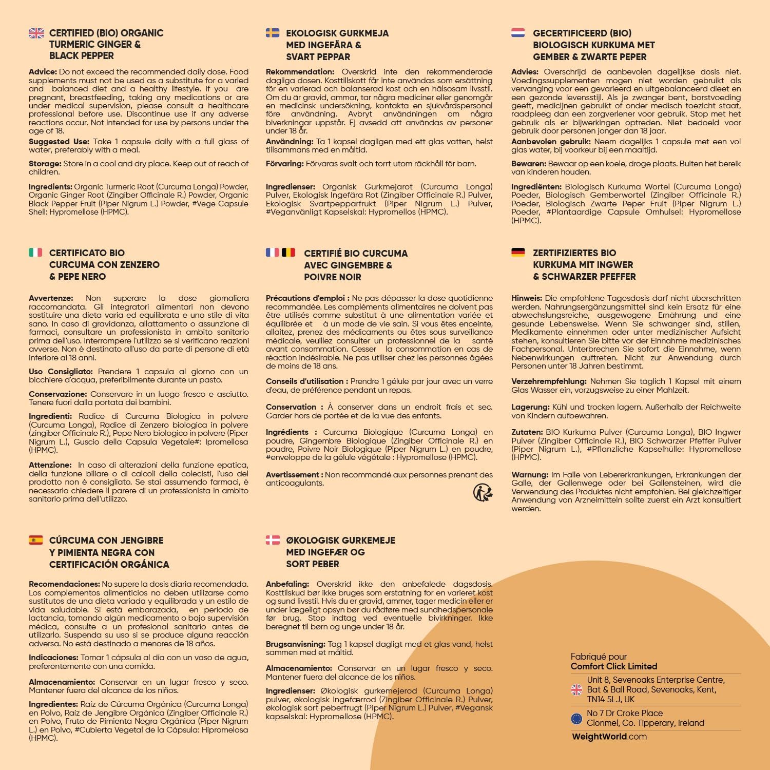 Thumbnail 4 de Curcuma Bio en gélules (curcumine, poivre noir & gingembre) – 365 gélules vegan