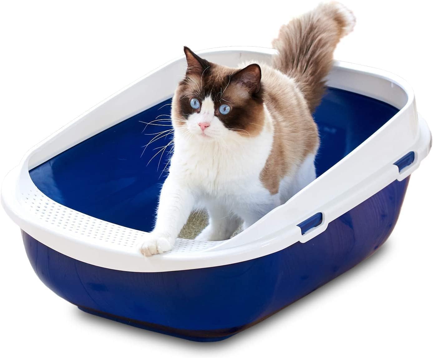 Detalle de オーエフティー メガトレー 猫用トイレ グレー 幅48×奥65cm・飛び散り防止カバー付き