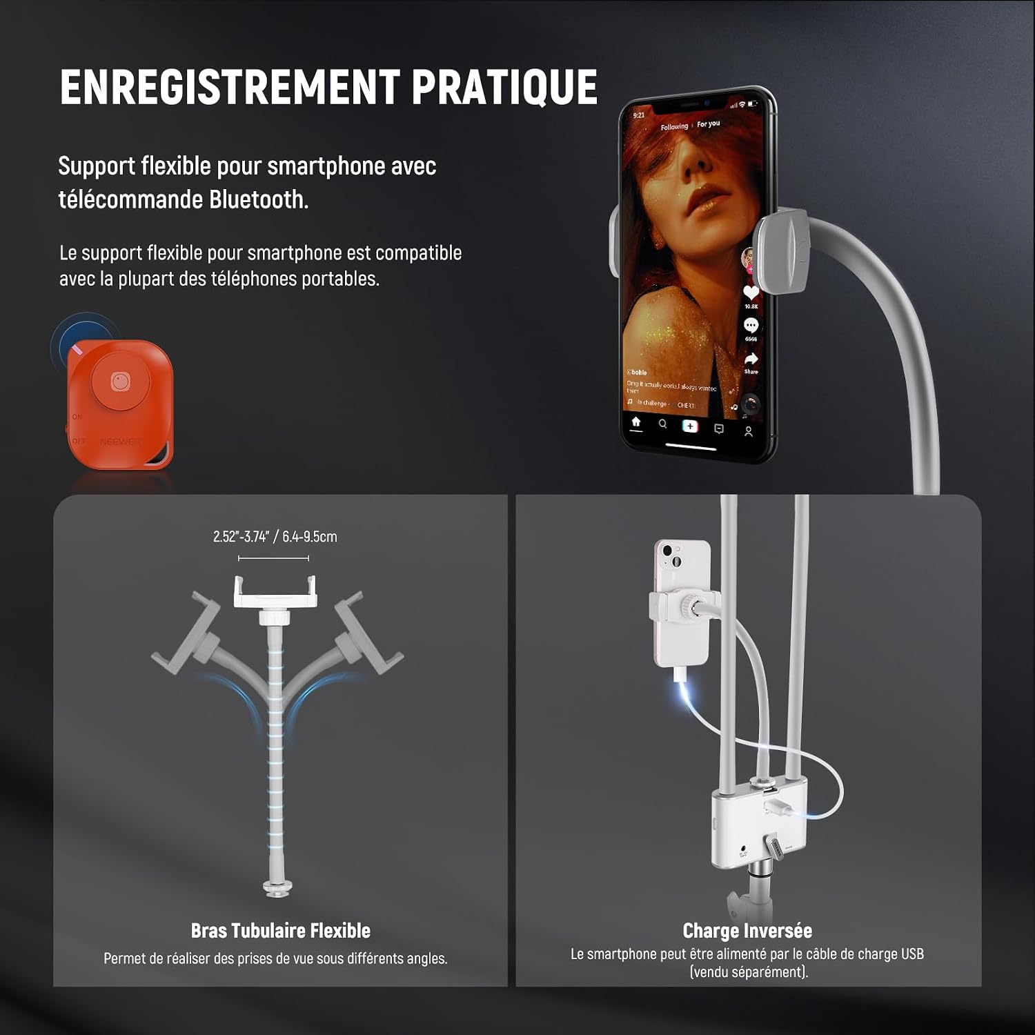 Detalle 2 de NEEWER BH40C kit baton lumineux RGB pour esthéticienne, contrôle app/Barre tactile