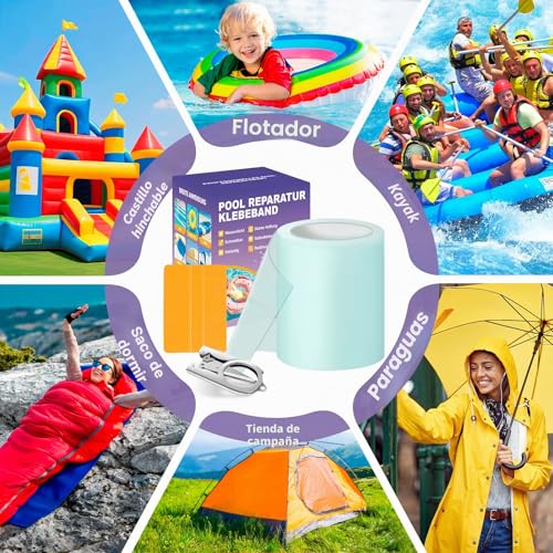Detalle de Parches Piscina Bajo Agua de Edonkvi: Kit de Reparación 300 cm × 10 cm para Piscinas y Colchones Inflables