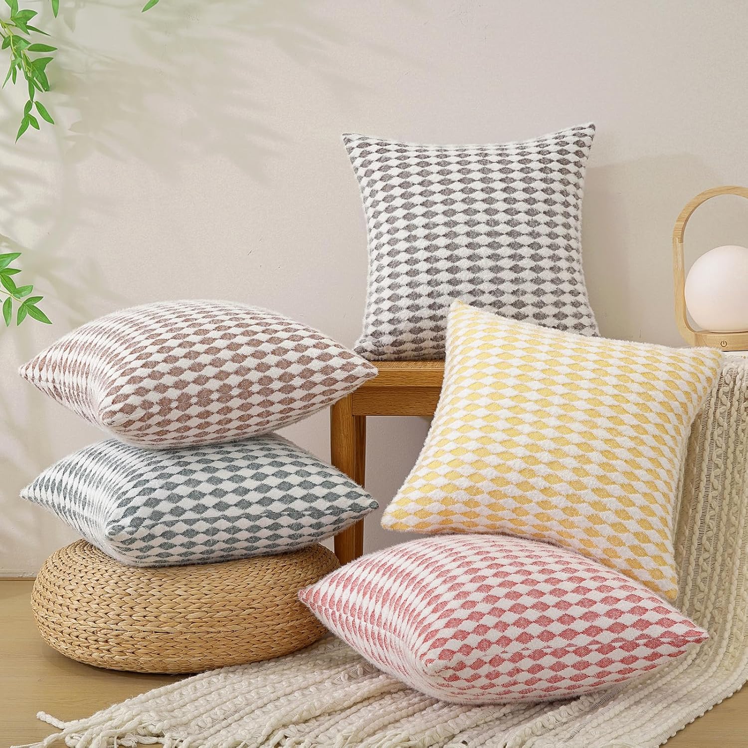 Thumbnail 6 de Ystyle Lot de 2 Housse Coussin 60x60 en Chenille avec motif Diamant – Gris Fumé