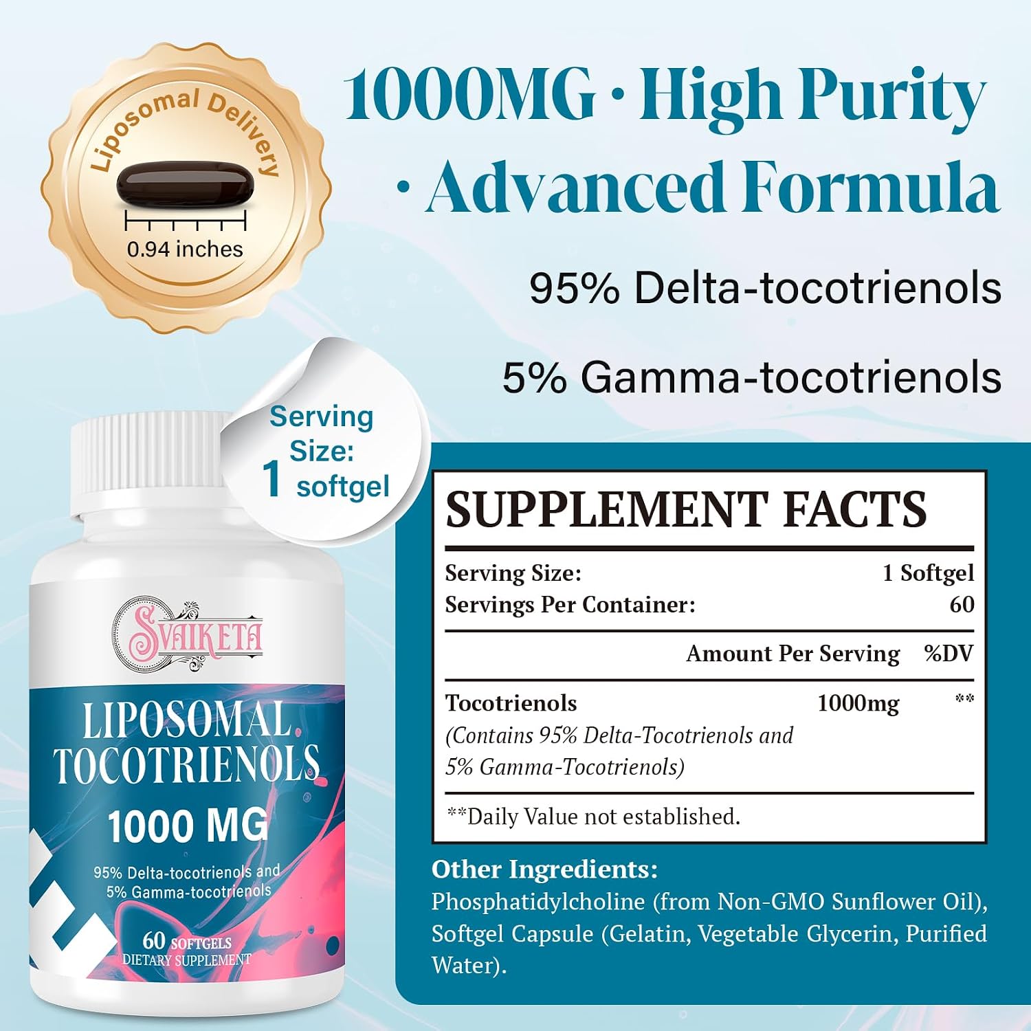 Detalle de Svaiketa Tocotrienol Supplement 1000 mg