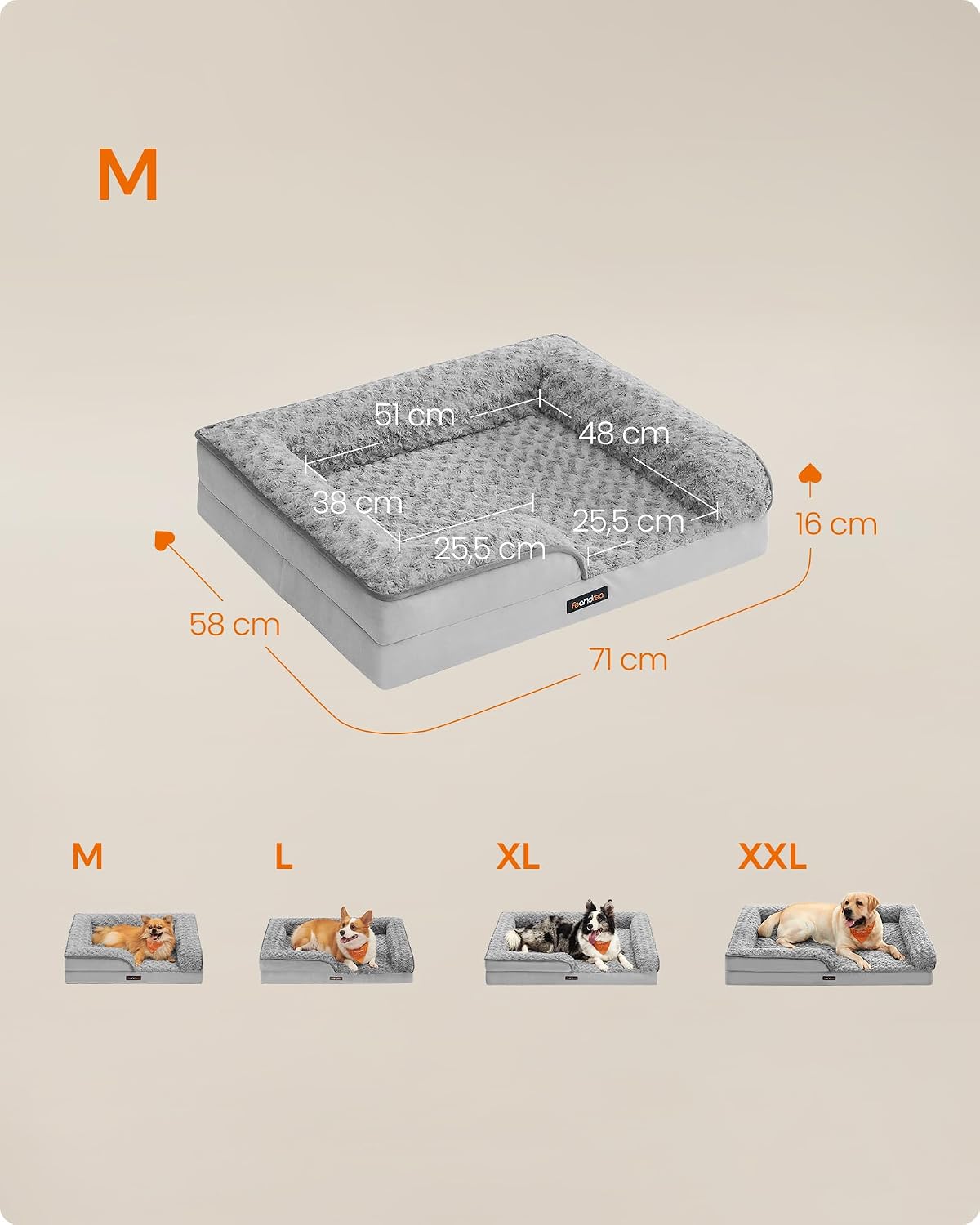 Thumbnail 4 de Feandrea PGW251G01 Orthopedic Dog Bed 71 x 58 cm