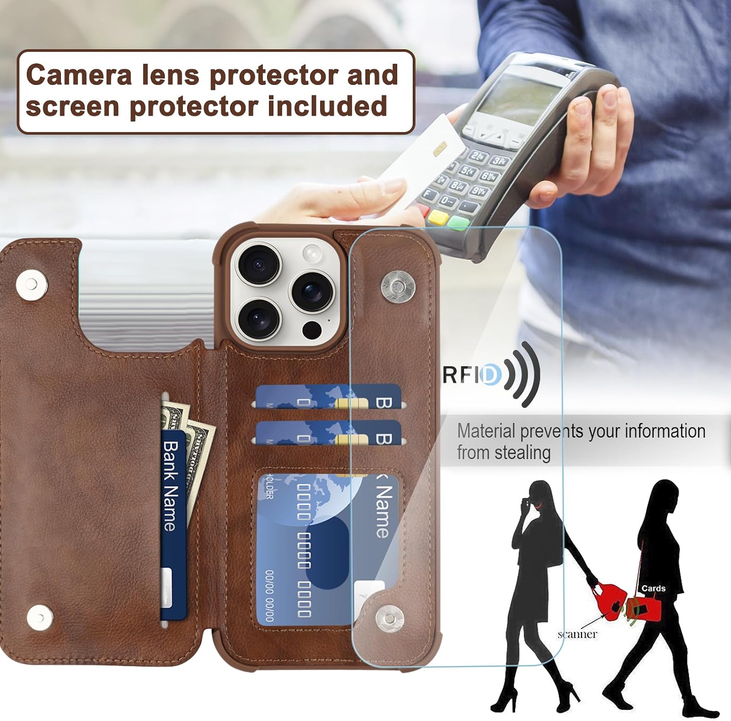 Detalle de VANAVAGY Wallet Case for iPhone 16 Pro Max with Card Slots and Stand