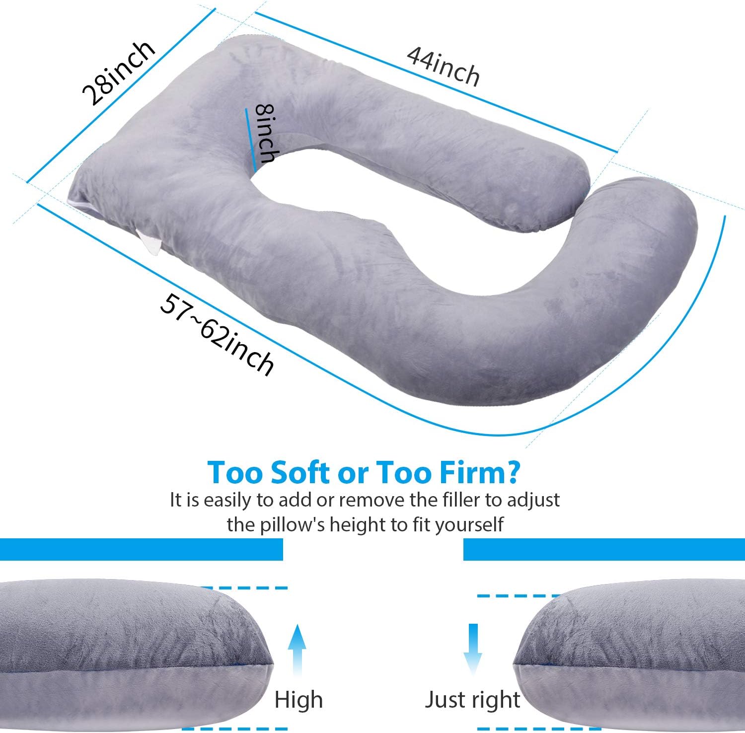 Detalle de Victostar V-Pillow-DG 57-Inch U-Shaped Pregnancy Pillow with Removable Cover