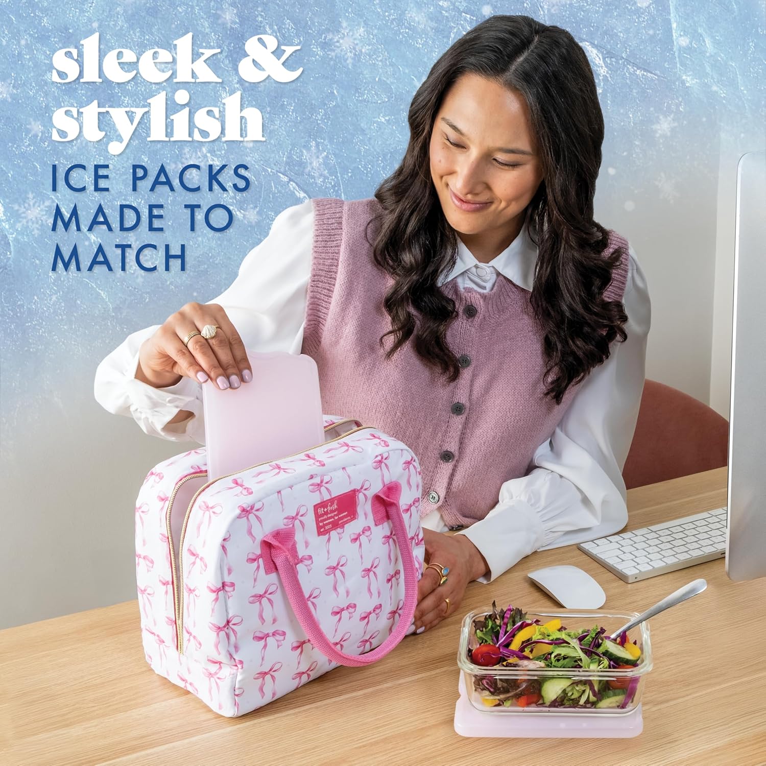 Thumbnail 5 de Fit & Fresh Cool Coolers XL Slim Ice Packs (4Pk) – Quick-Freeze Reusable Lunch Cooler Packs, Space-Saving, Light Pink