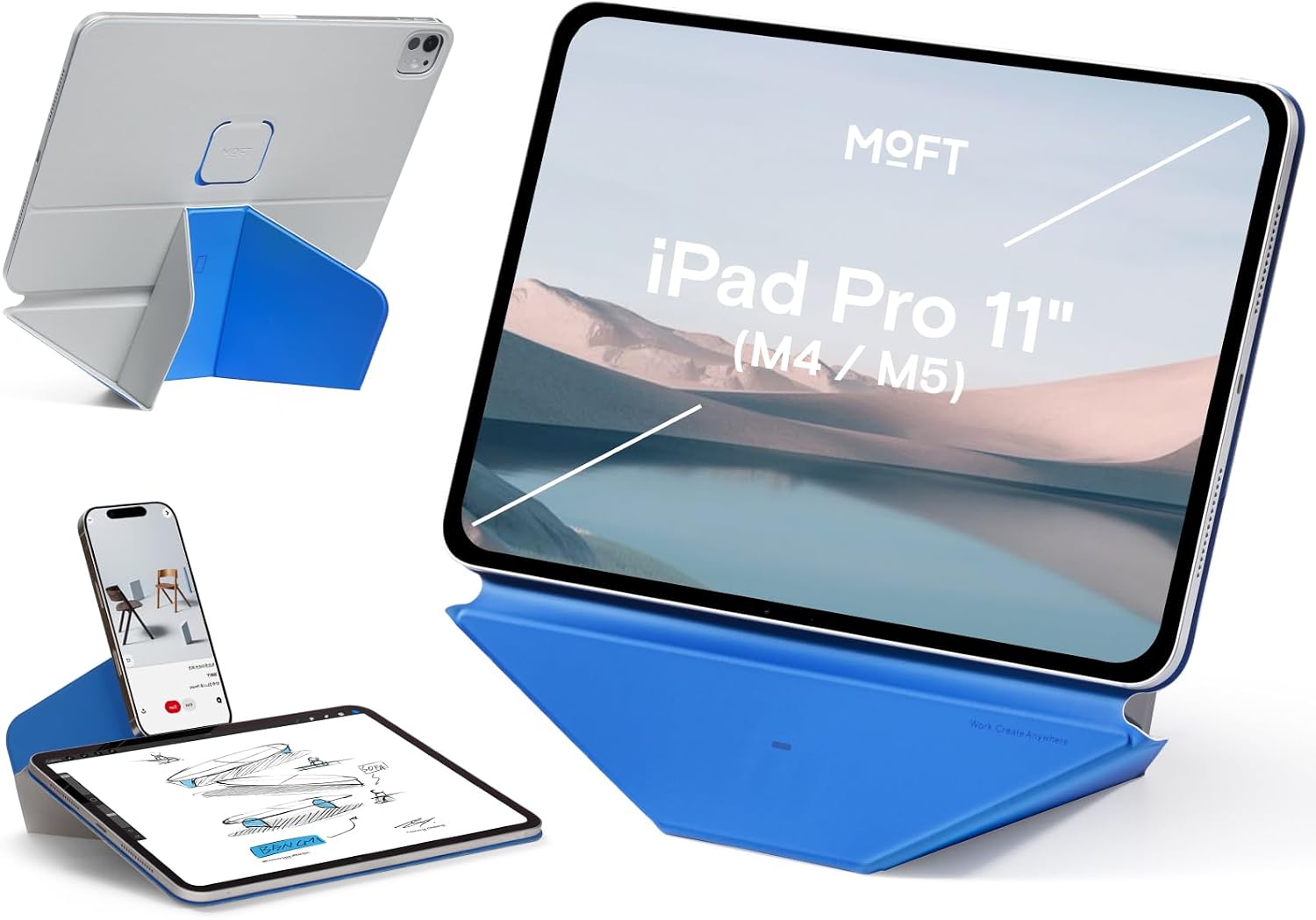 Detalle de MOFT Dynamic Folio Hülle für 11" iPad Pro (M4 2024/M5 2025) – schlanke Magnet-Hülle mit Ständer, Auto Wake/Sleep, Cement