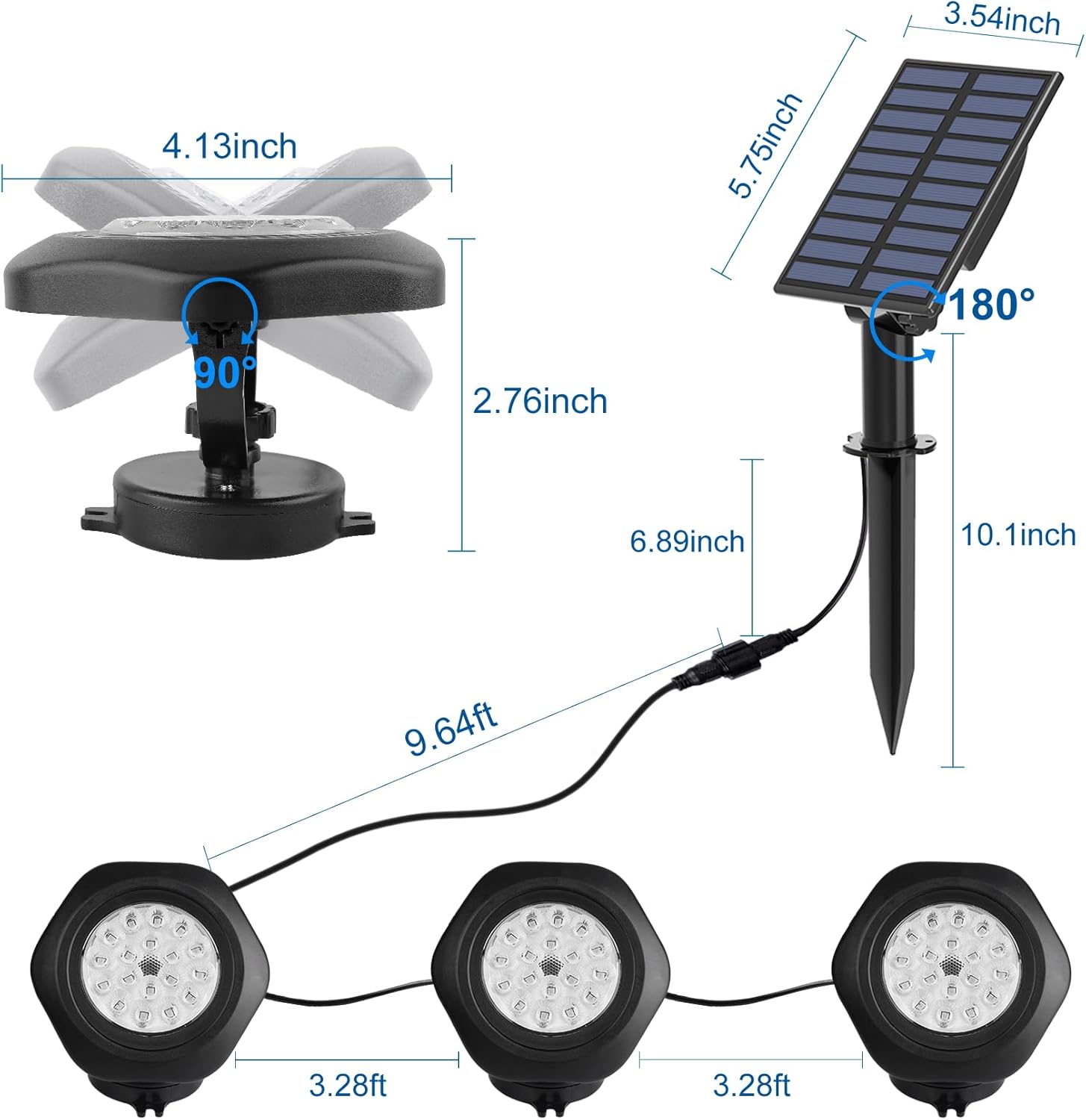 Detalle 1 de NATPOW solar pond lights RGB 18 LEDs