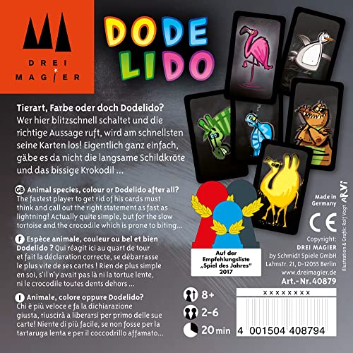 Detalle 2 de Schmidt Spiele 40879 Dodelido, Drei Magier Kartenspiel – Schnelles Karten-Partyspiel für 2–6 Spieler
