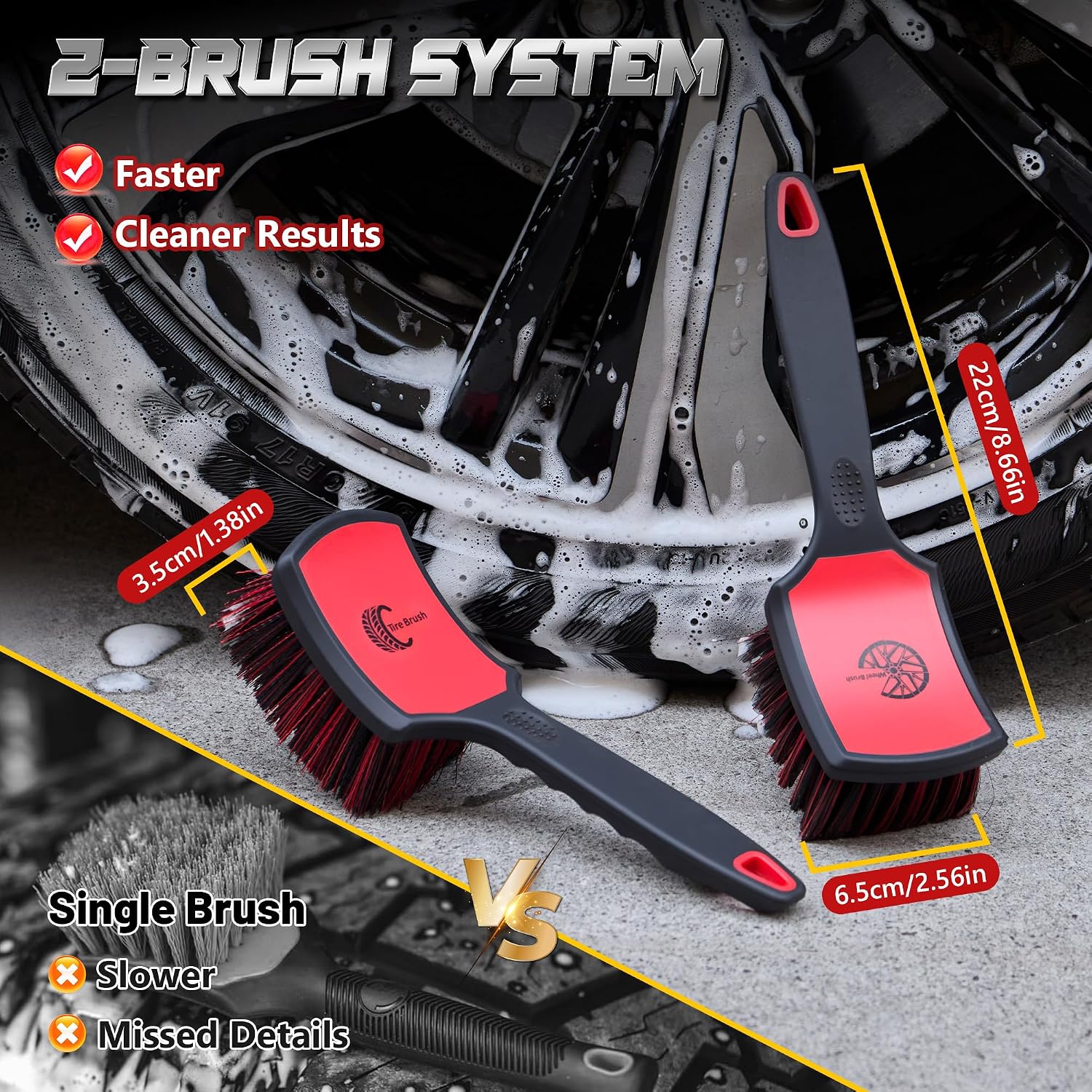 Detalle 2 de BMLEI Wheel and Tire Brush Set, 2-Pack