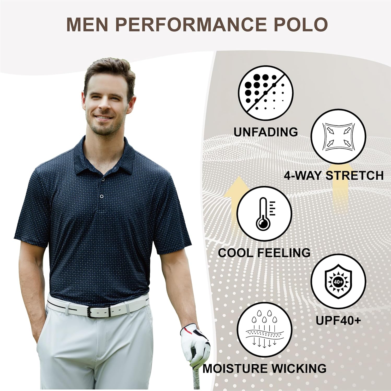 Thumbnail 2 de Damipow Premium Golf Shirt for Men: Dry Fit Polo with 4-Way Stretch