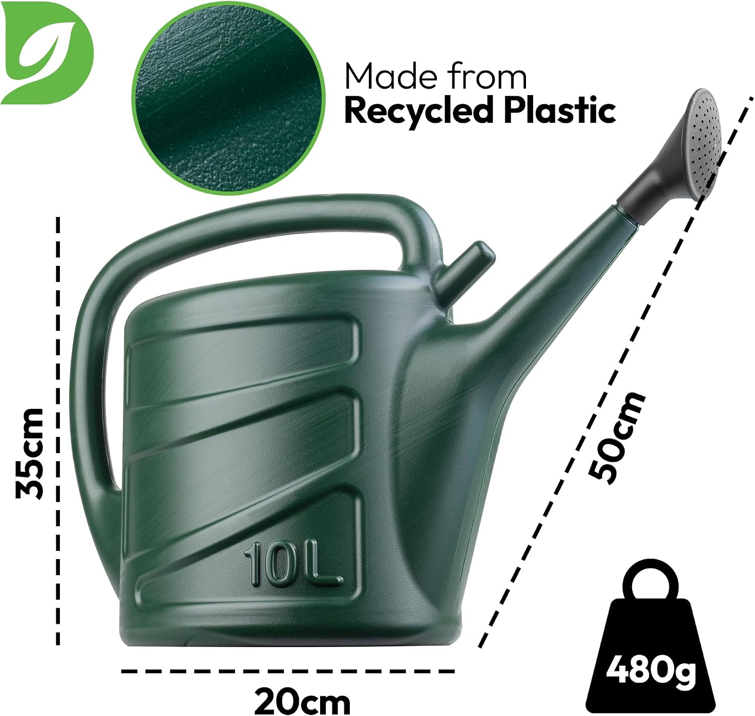 Detalle 2 de Hardys 10L Green Rose Watering Can – Durable Indoor & Outdoor Watering