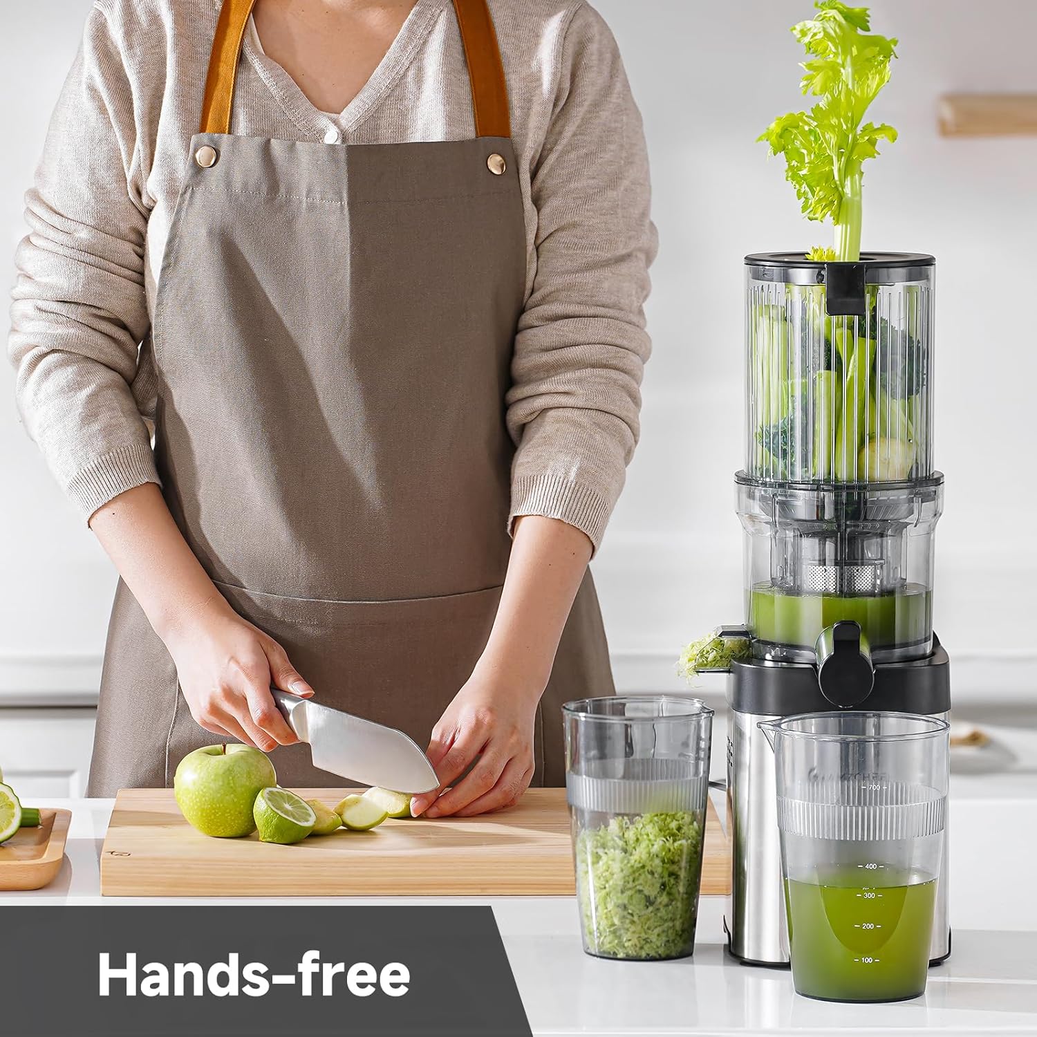 Detalle 2 de AMZCHEF Cold Press Slow Masticating Juicer (126mm feed chute) – stainless steel professional style