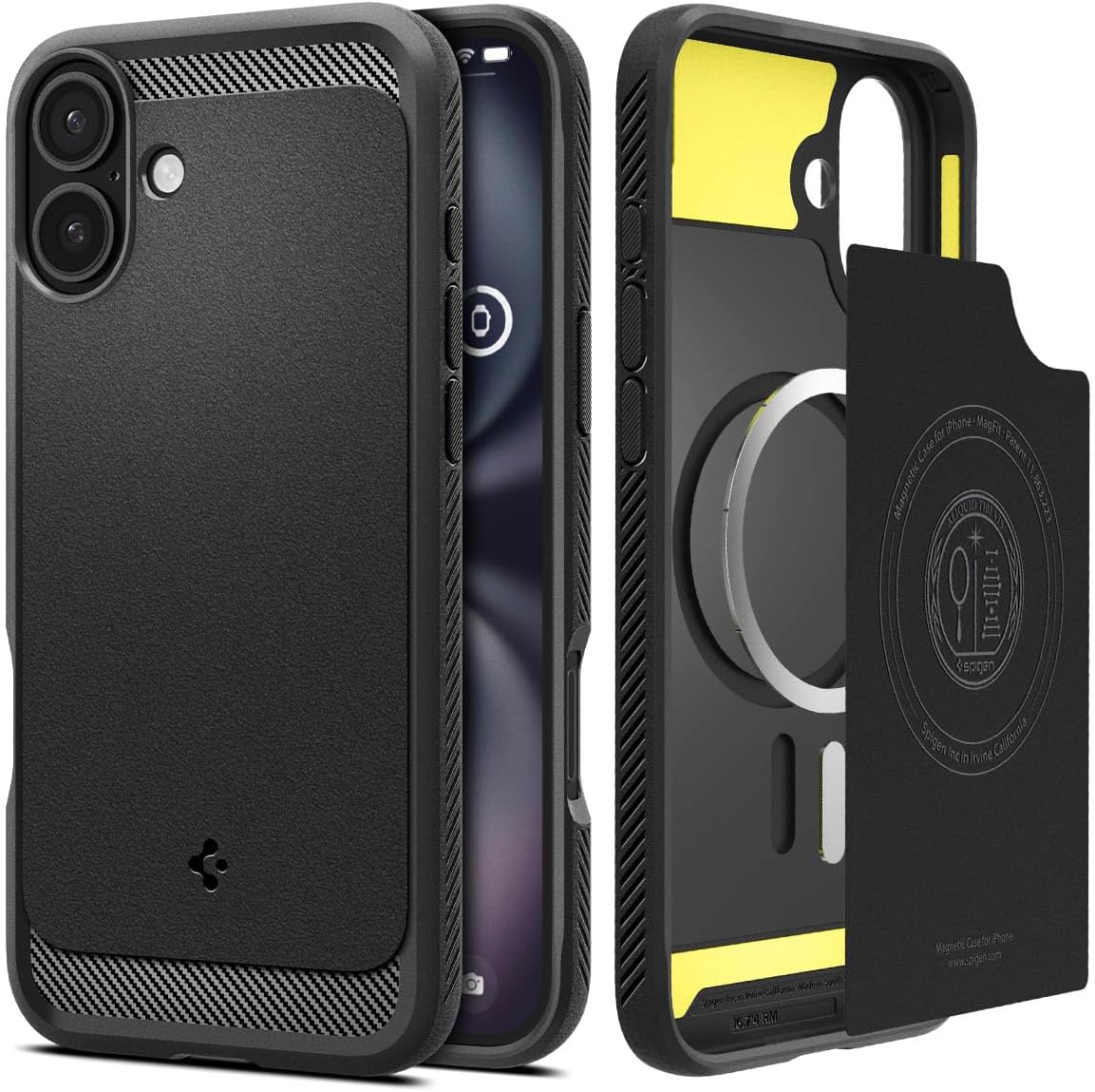 Detalle de Spigen Rugged Armor MagFit pour iPhone 16 Plus (6,7 pouces) – coque antichoc noire mate