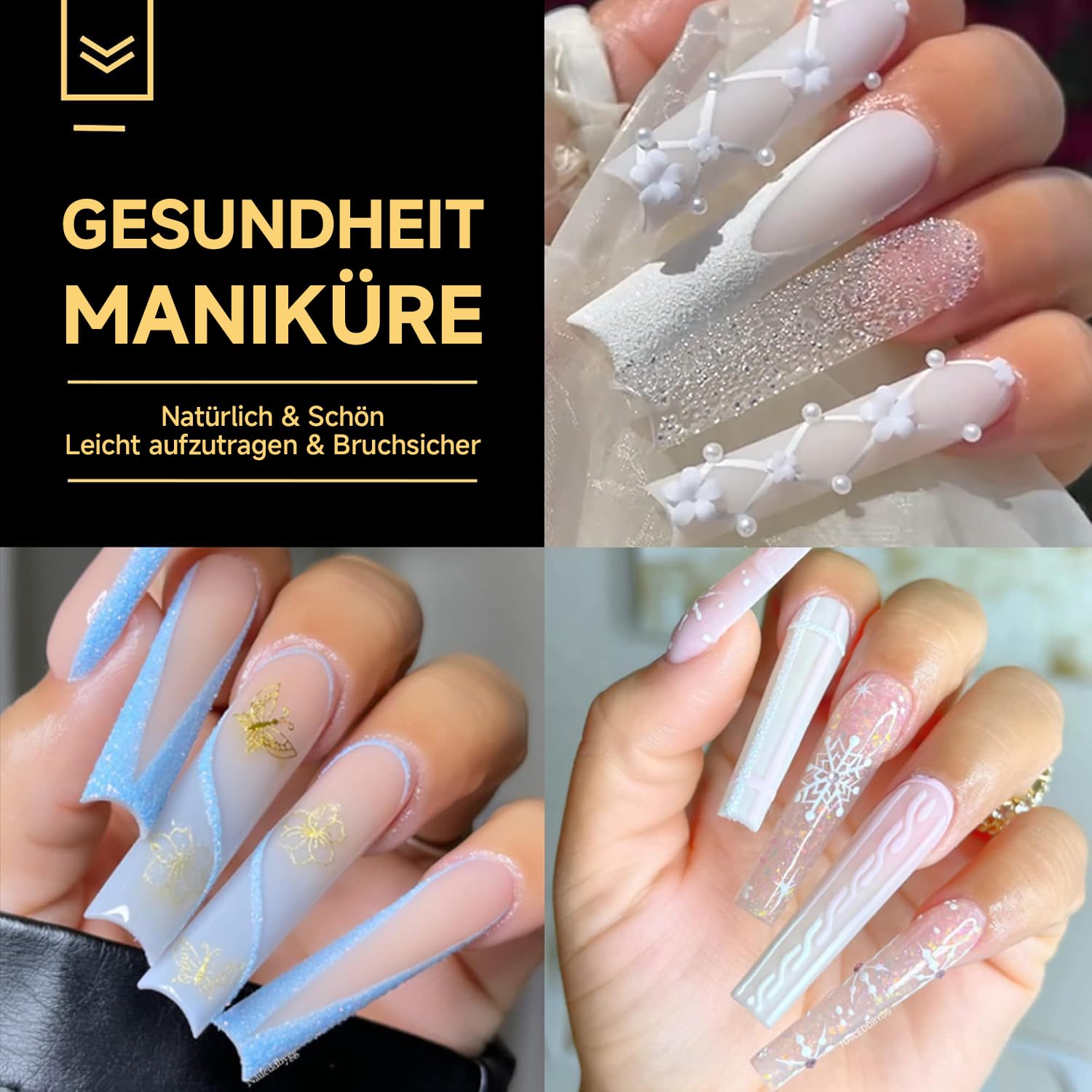 Detalle 2 de UNA GELLA Tips für Gelnägel Extra Lange Square – 216 Stück in 12 Größen (No C-Kurve)