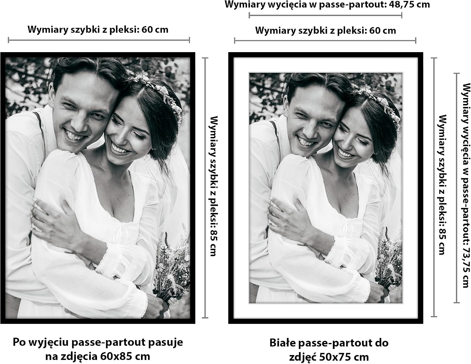 Detalle 2 de Americanflat czarna ramka 60 × 85 cm z passe-partout i szybką z pleksi