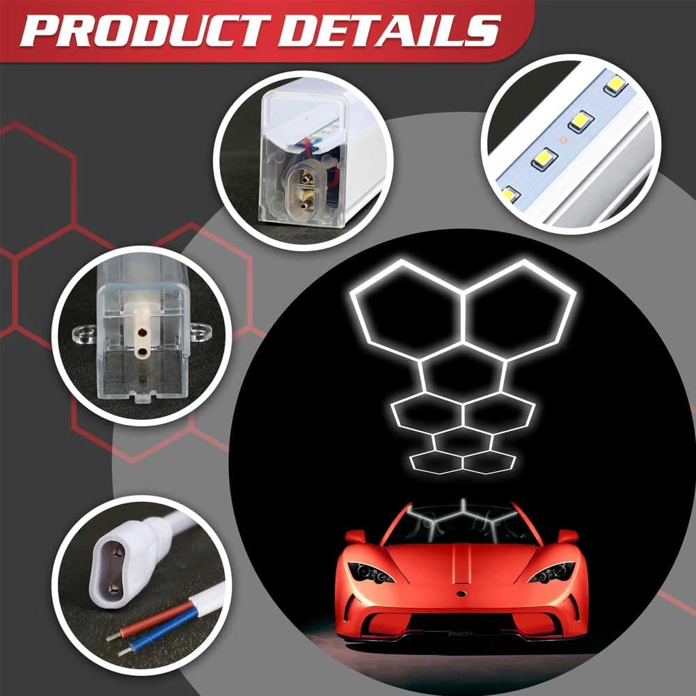 Detalle 1 de XAEIOW Superhelle sechseckige LED-Garagen-Deckenleuchte 23040 lm (IP44, 5 Module Hex)