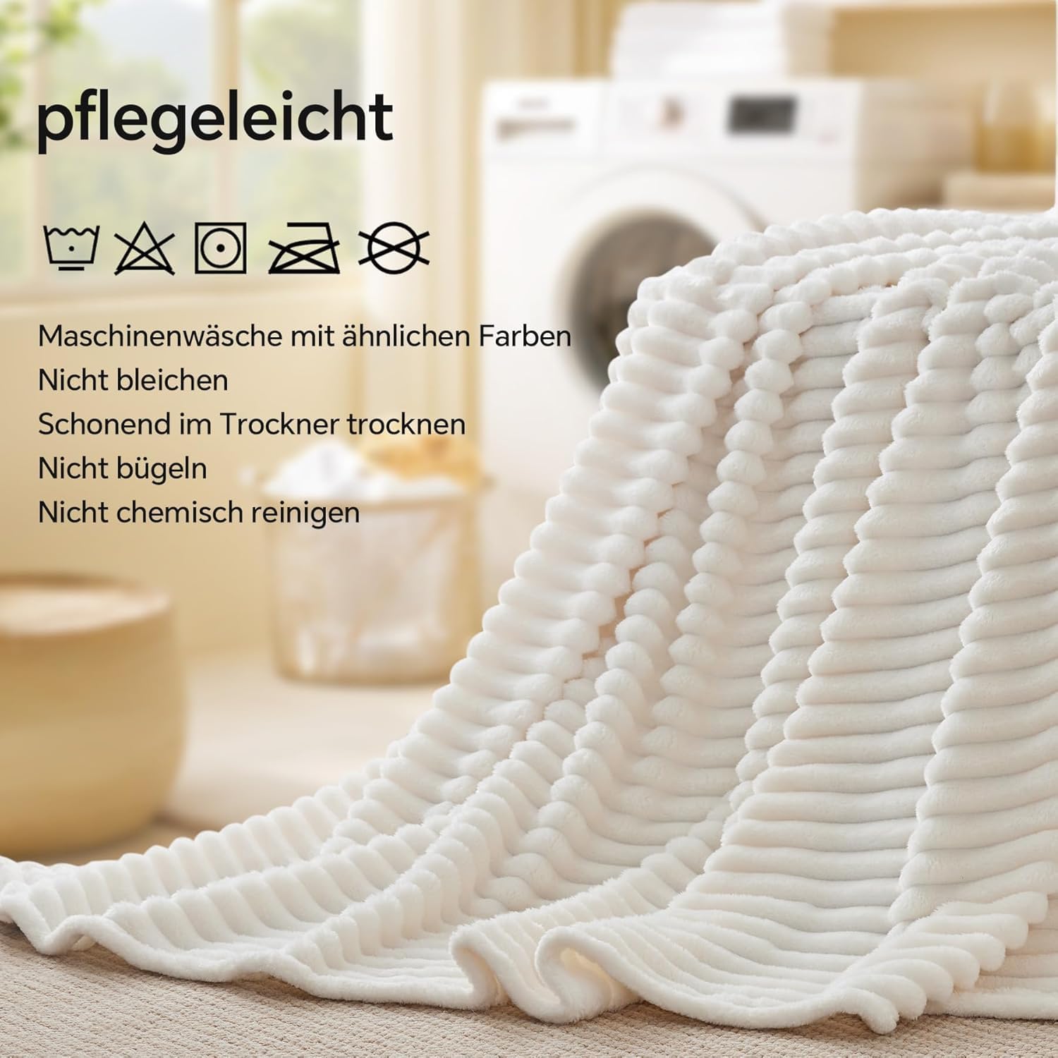 Thumbnail 4 de BEDELITE Kuscheldecke Flauschig Groß – weiche Flanell-Decke 220x240 in Elfenbein Weiß