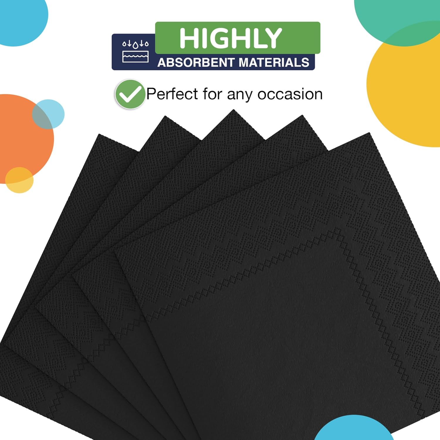 Thumbnail 1 de Party Solids Black Disposable 2-Ply Dinner Napkins (100 Count) for Parties & Everyday Use