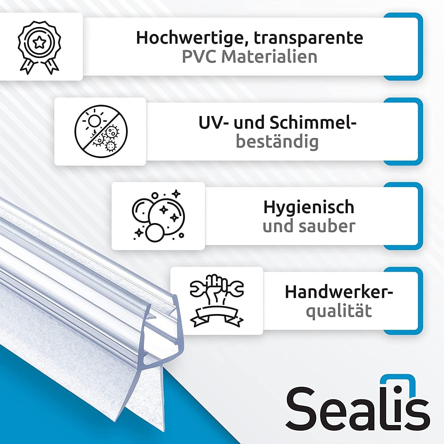 Detalle 2 de Sealis 100cm gebogene Duschdichtung für Rundduschen