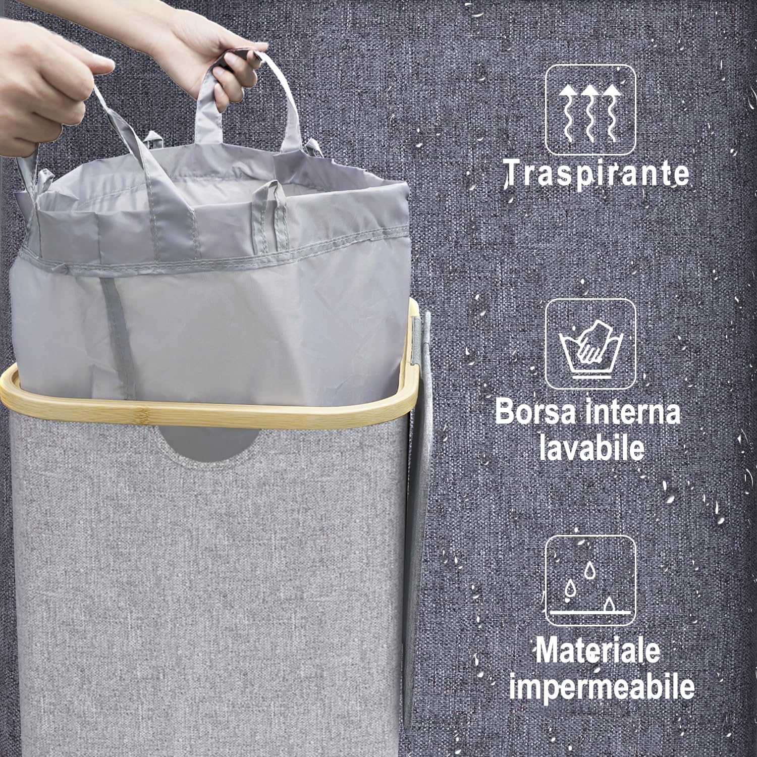 Detalle 2 de capocica Cesto Portabiancheria 100L