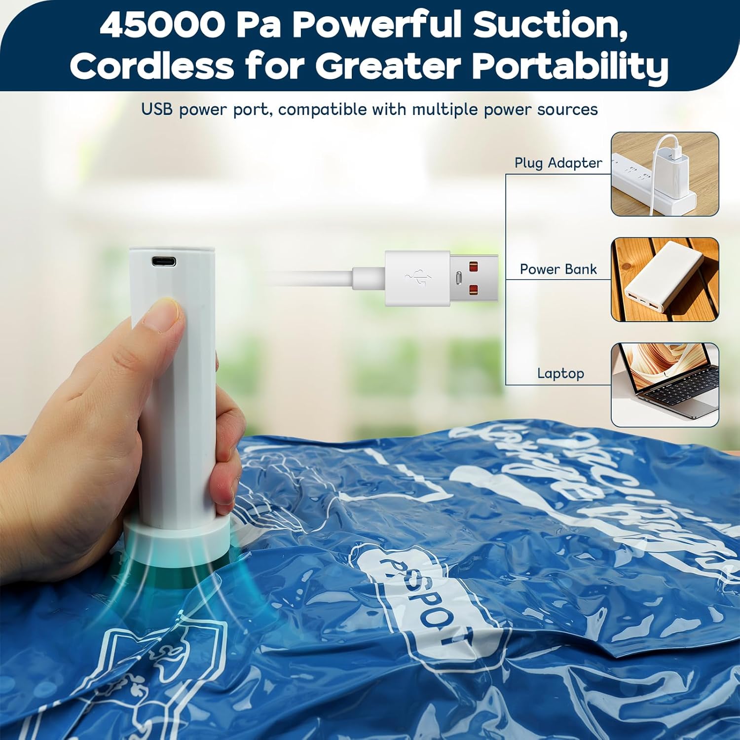 Thumbnail 2 de 20 Pcs Vacuum Storage Bags for Clothes with Cordless Vacuum Pump Set (4 Large, 8 Medium, 8 Small)