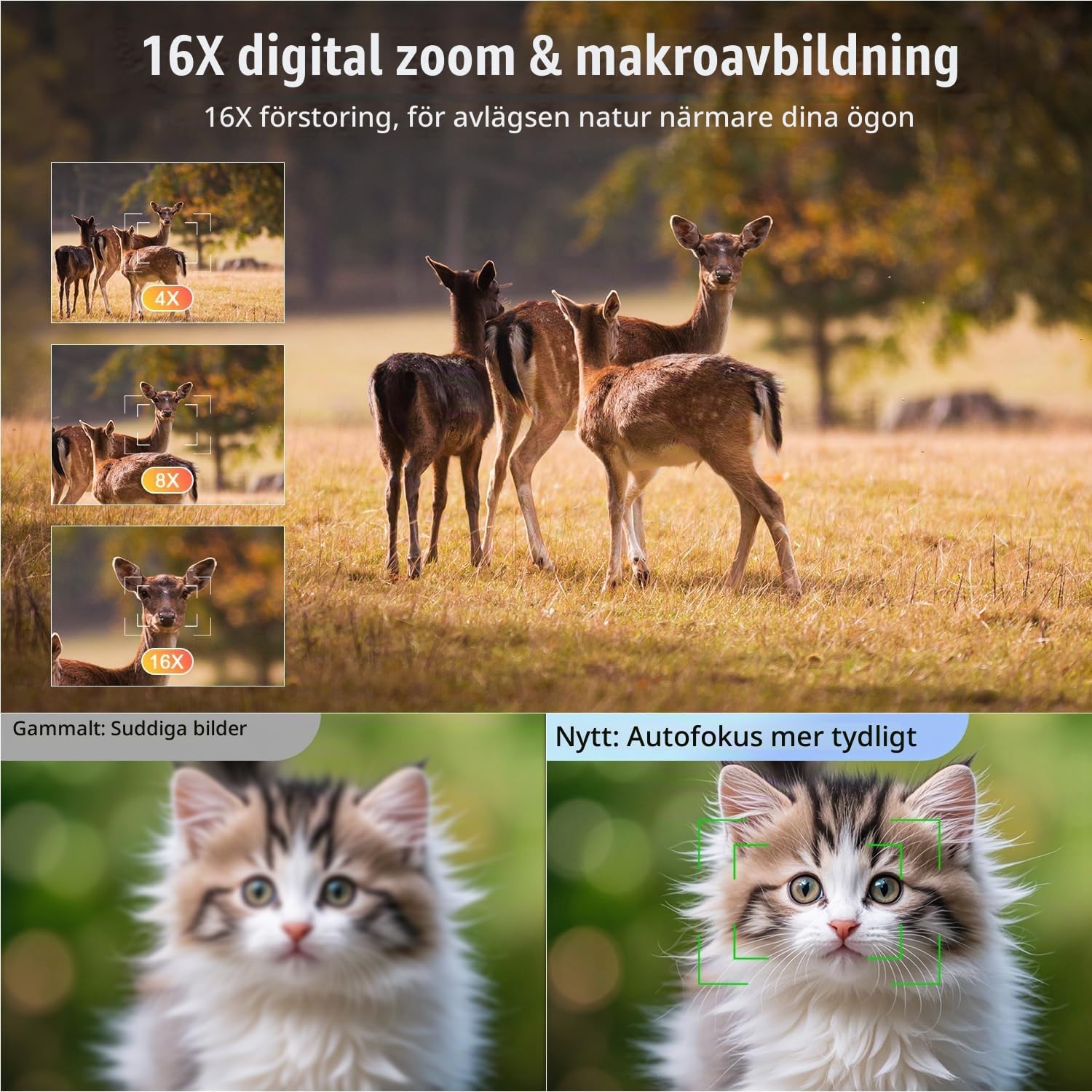 Detalle 2 de ARNSSIEN Y1 kompaktkamera med 4K-video och 16× digital zoom
