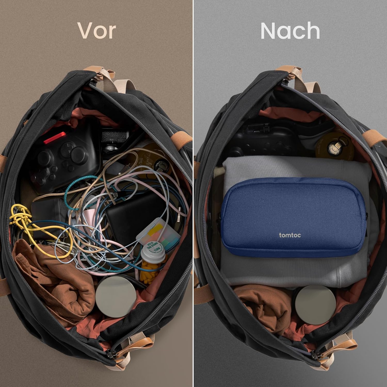 Detalle de tomtoc Light-T12 Kabel Organizer Tasche (23,5 × 12 × 6,5 cm, 1 Liter) für EDC & Reisezubehör