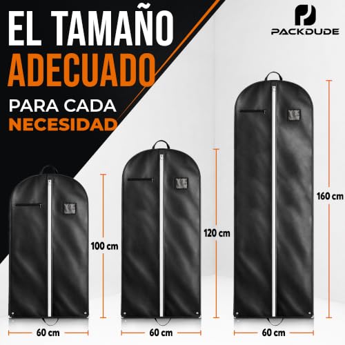Detalle 2 de PACKDUDE Portatrajes de viaje 120x60 cm negro, transpirable y con bandolera