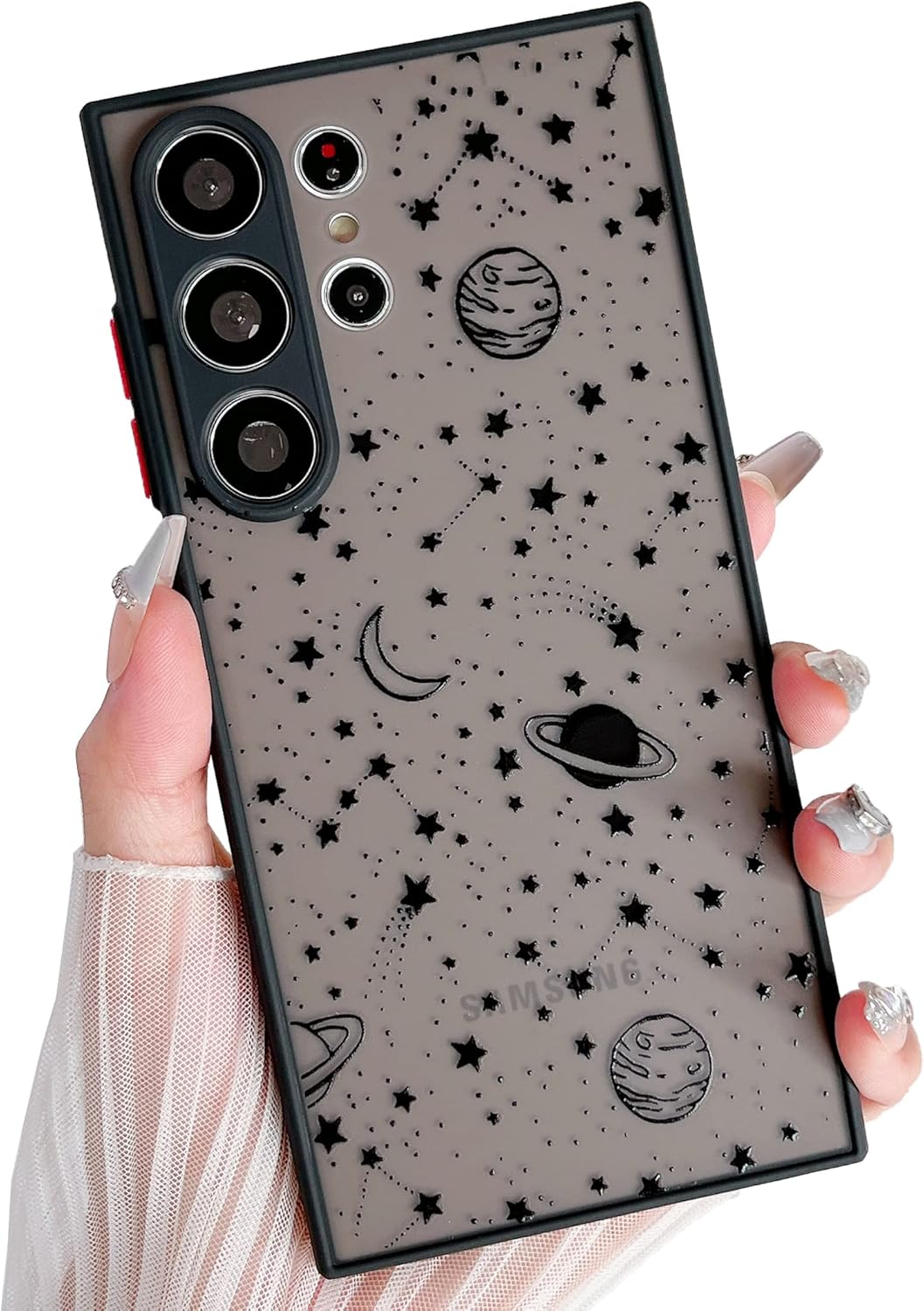Thumbnail 6 de ZTOFERA Planet Sky Star Pattern Case for Samsung Galaxy S25 Ultra 5G (6.9") — Frosted Clear Back, Black Sky
