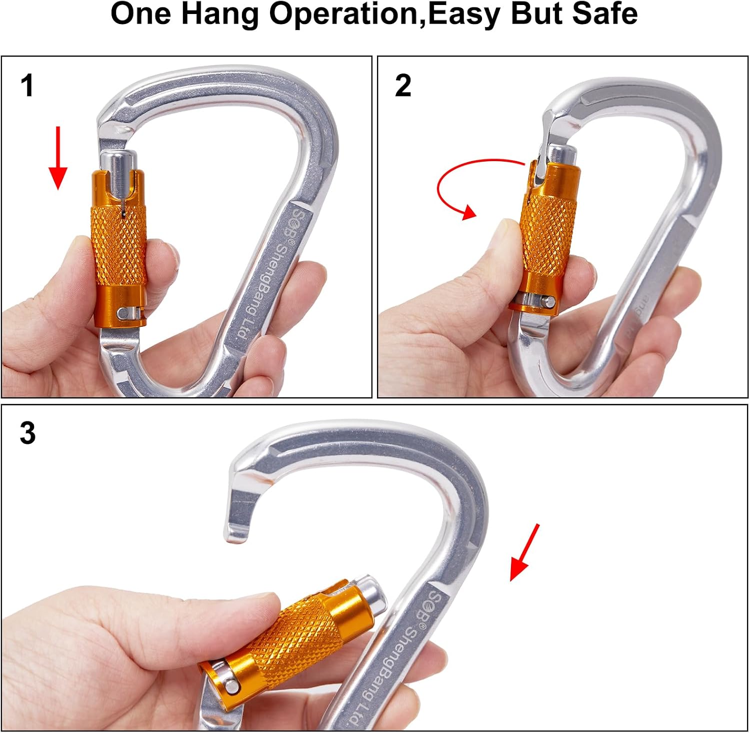 Thumbnail 2 de Locking Climbing Carabiner, 8mm Screw Gate