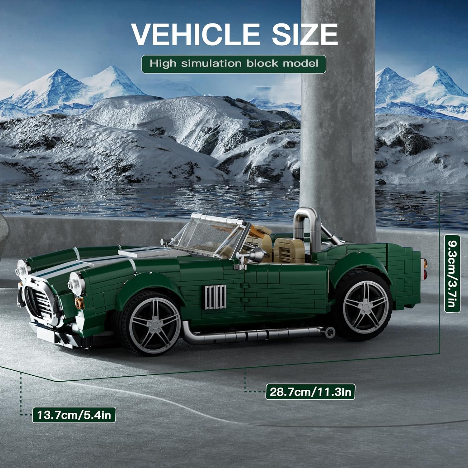 Detalle de Mould King 10228 Technik Speed Champion Oldtimer Cabriolet – Klemmbausteine Auto, 1198 Teile