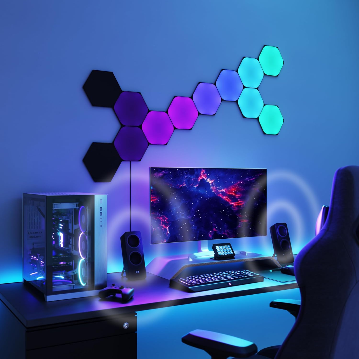 Detalle de Nanoleaf Shapes Ultra Black NL42-0101HX-3PK – sześciokątne panele LED RGBW