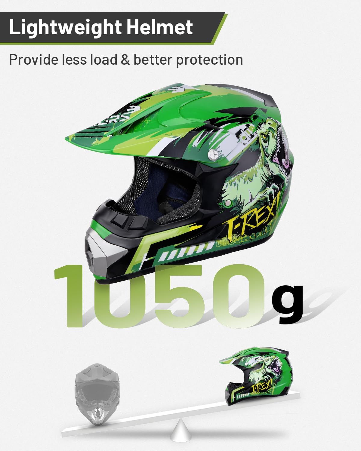 Detalle de DOT Youth Dirt Bike Helmet with Goggles & Gloves for 5-14 Years Old