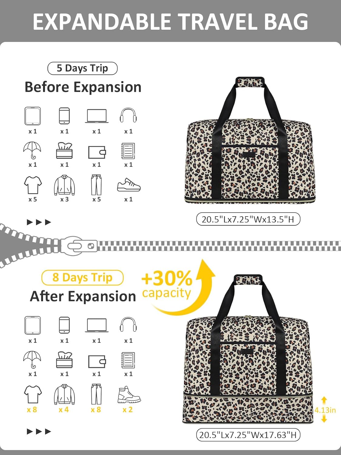Thumbnail 2 de Capolo Expandable Travel Duffle Bag – Weekender, Hospital & Travel Companion