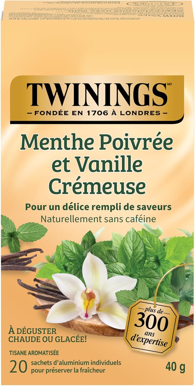 Detalle de Twinings peppermint and vanilla herbal tea, 20 count