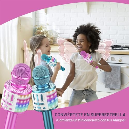 Detalle de Micrófono inalámbrico Bluetooth Karaoke MicQutr: portátil, con luz y altavoz de 6 W para todas las edades