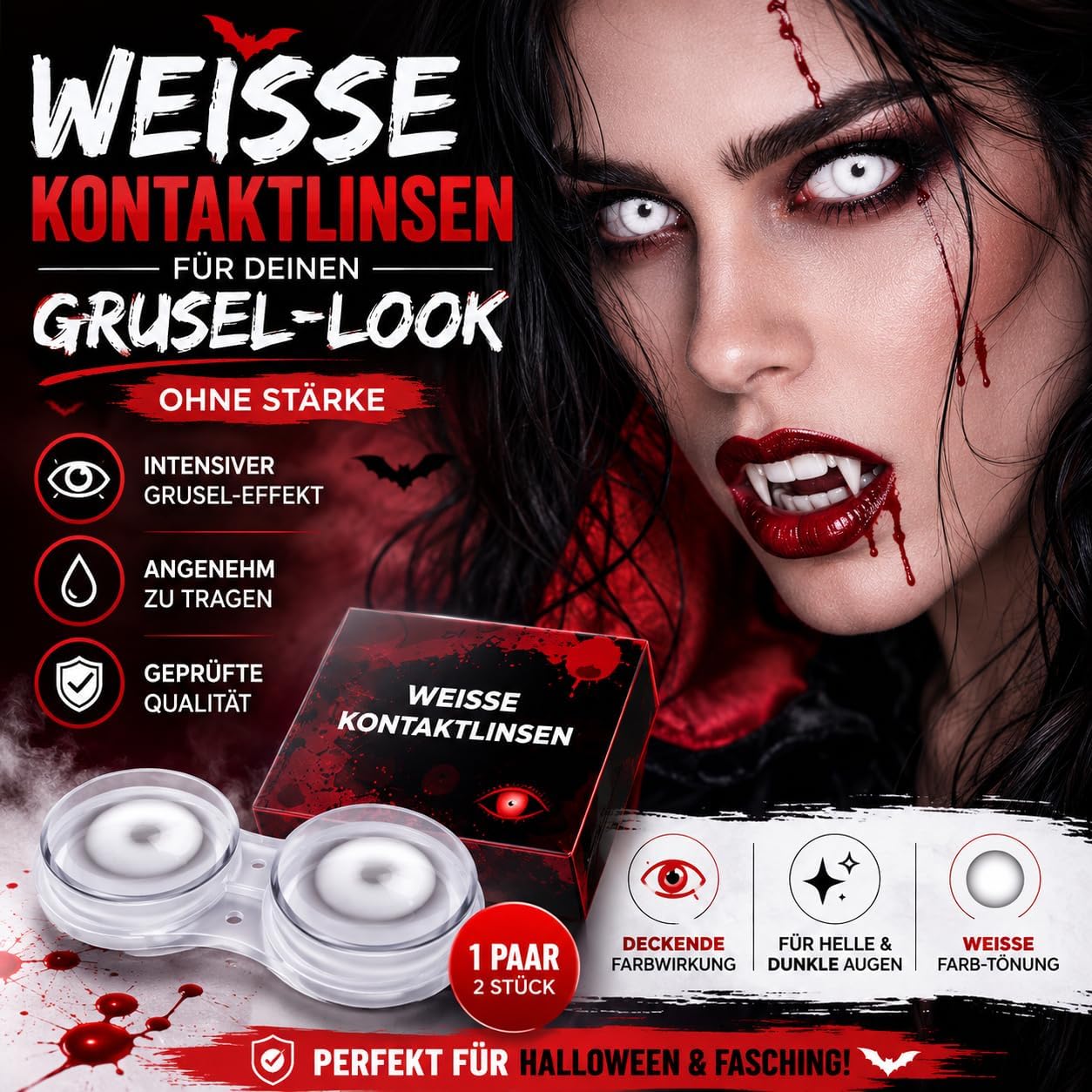 Detalle de Costumed witte daglenzen van hydrogel, 0,00 dioptrie, 1 paar