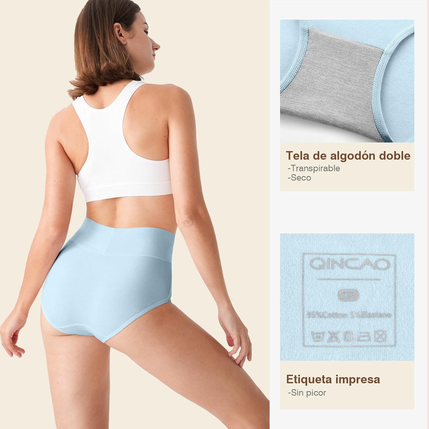 Thumbnail 4 de QINCAO Bragas Mujer Pack 6 cintura alta