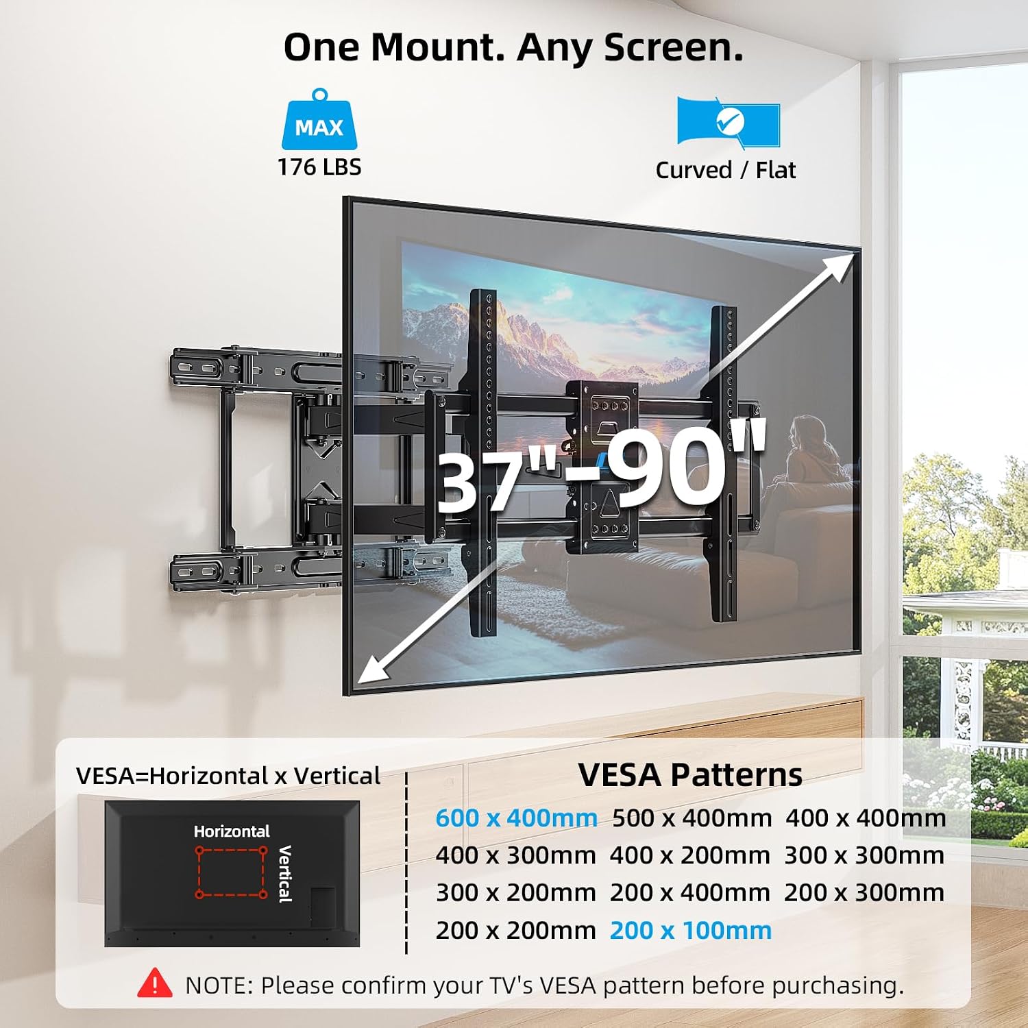 Thumbnail 6 de HOME VISION Full Motion TV Wall Mount 85 lb