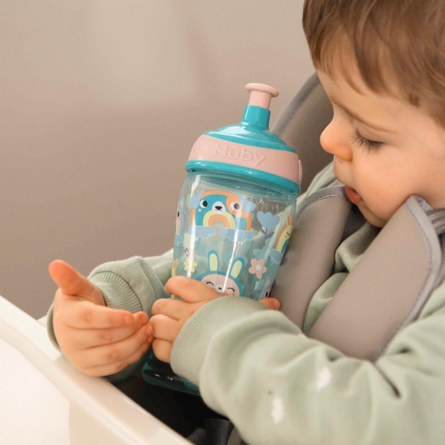 Thumbnail 2 de Nuby Super Slurp Water Bottle - No Spill Active Toddler Sippy Cup (Pack of 2, 360ml)