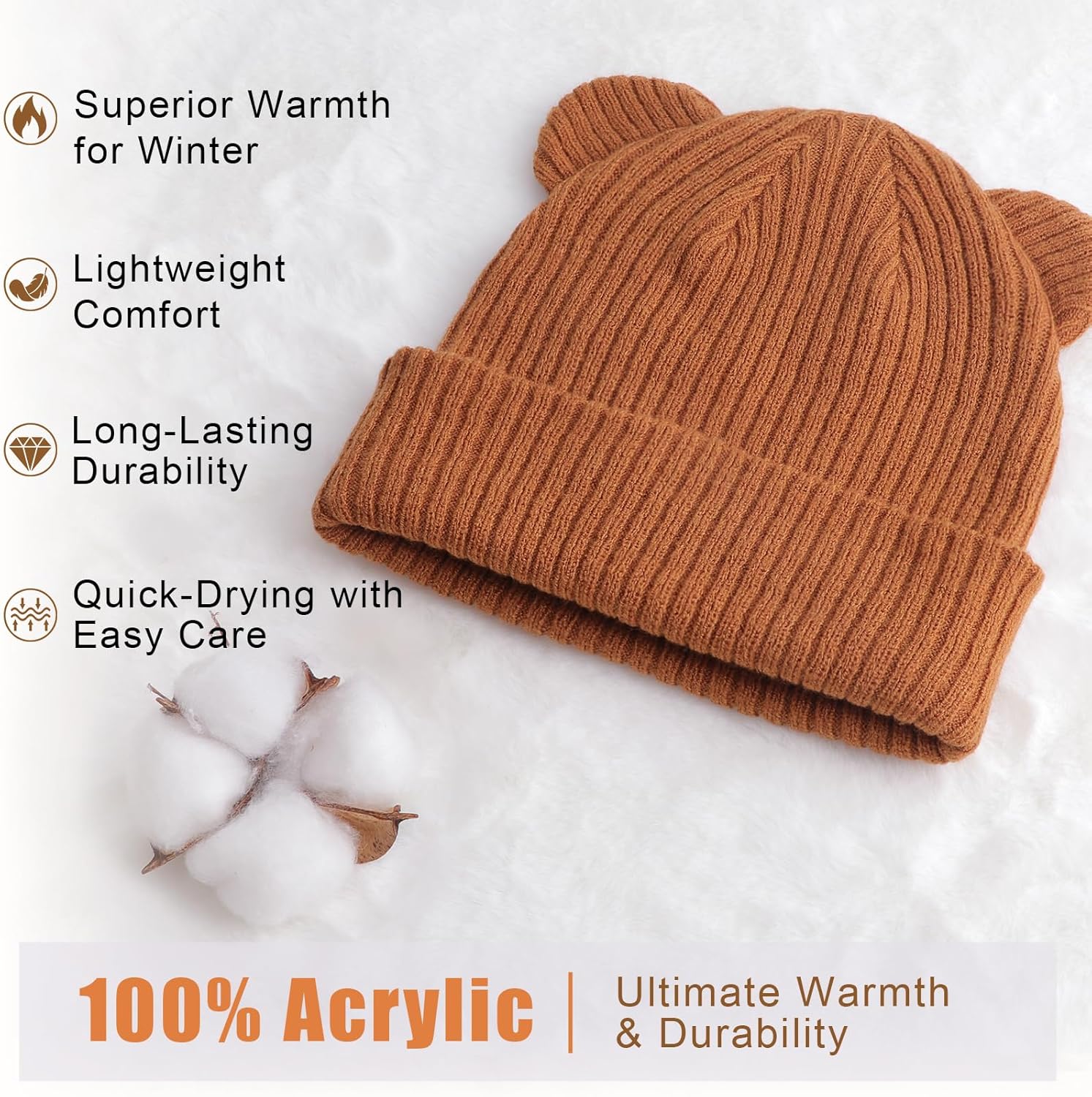 Thumbnail 3 de DRESHOW Toddler Beanie with Bear Ears 0–24 months