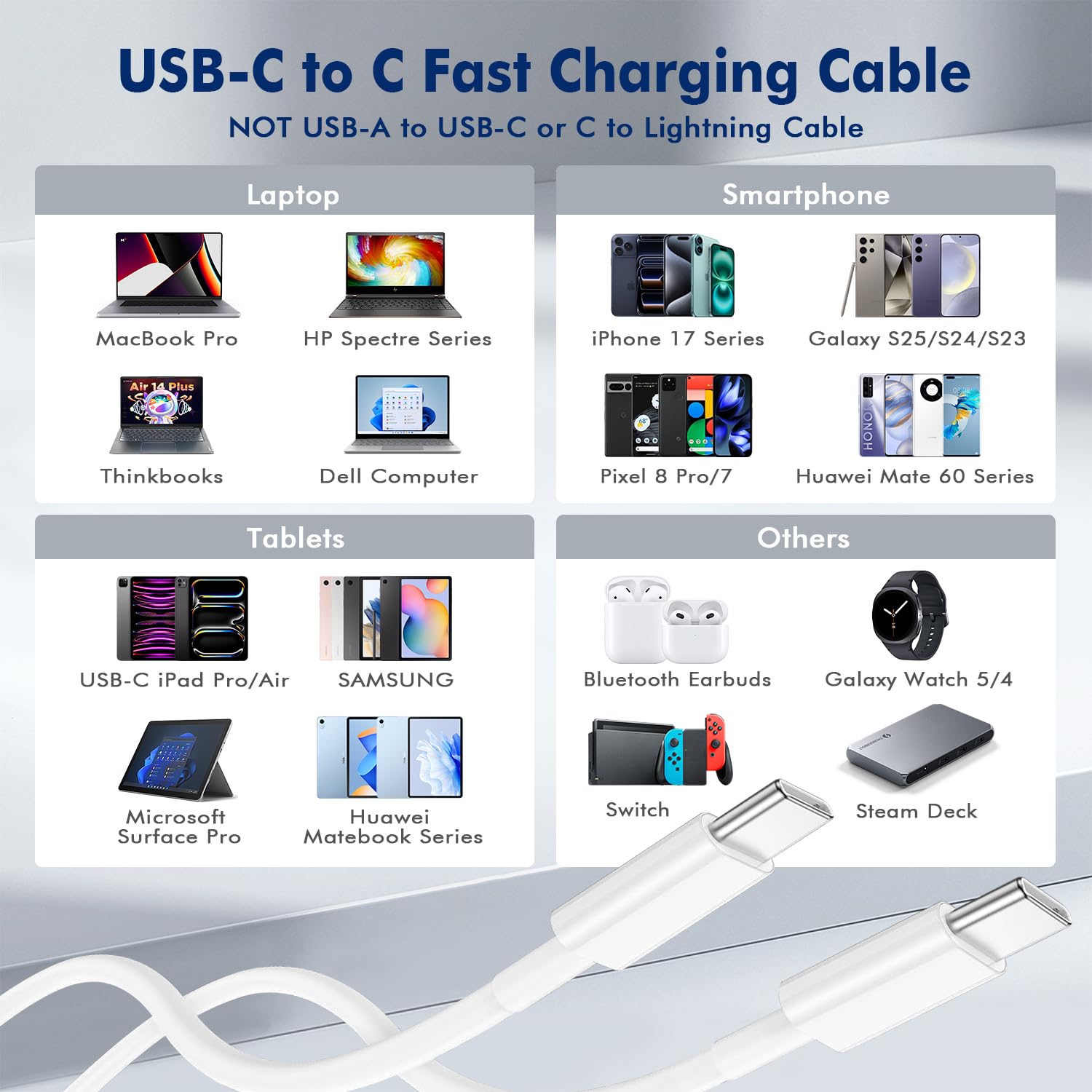 Thumbnail 6 de USB C to USB C Cable 6FT 2Pack 60W
