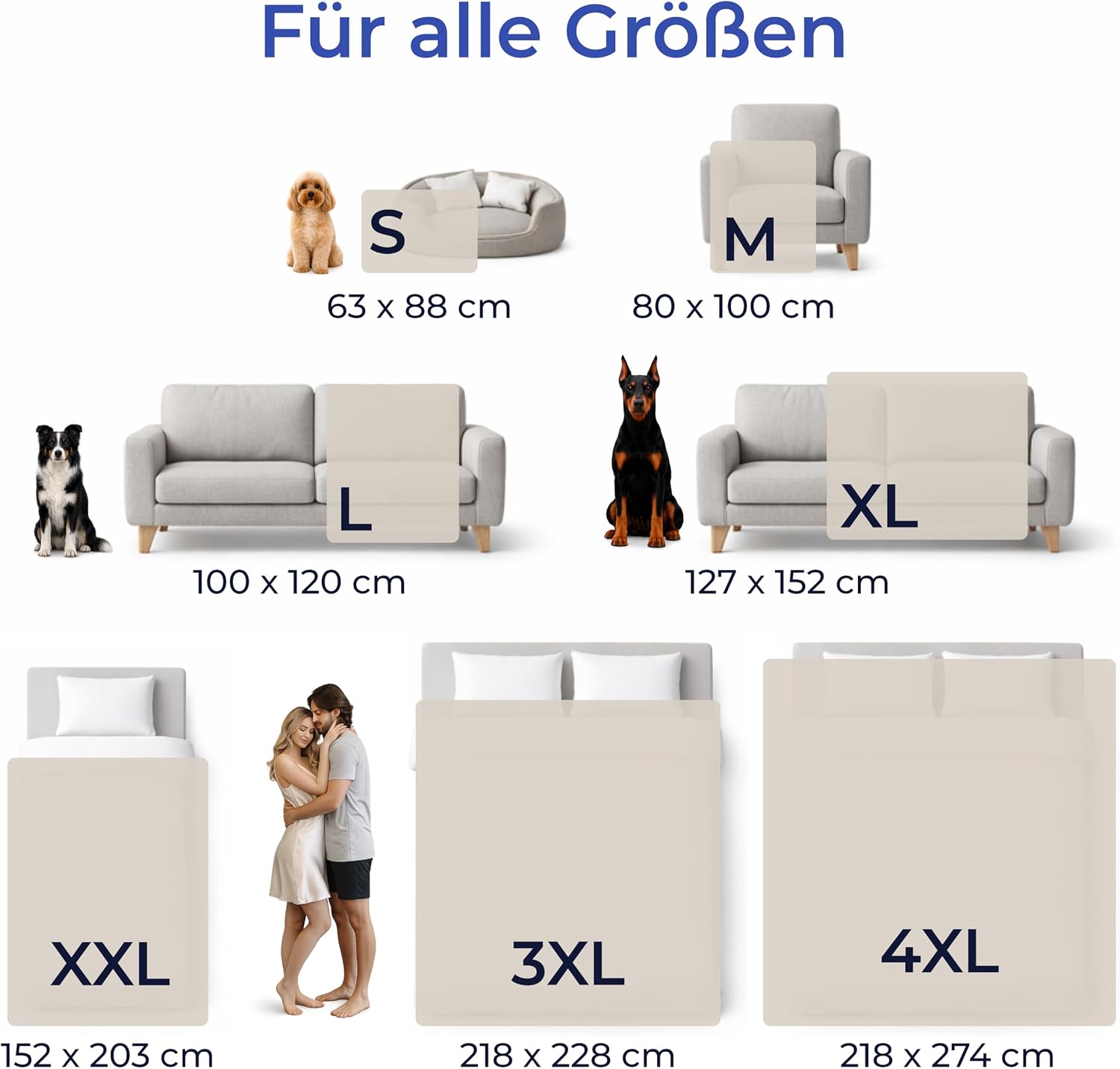 Detalle de Dreamzie wasserdichte Hundedecke (100x120 cm) für Bett, Auto & Outdoor – beidseitig & maschinenwaschbar, Sherpa-Fleece Beige