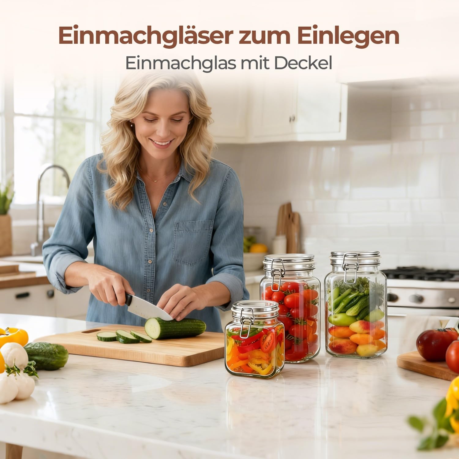 Thumbnail 6 de ComSaf Einmachgläser 1,5L – 3er-Set Bügelverschluss, luftdicht, wiederverwendbar
