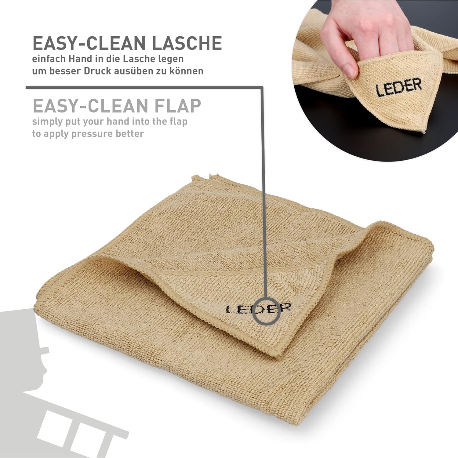 Thumbnail 4 de NIGRIN Mikrofaser-Tuch Leder 40x40 cm – sanfte Reinigung und Pflege, fusselfrei