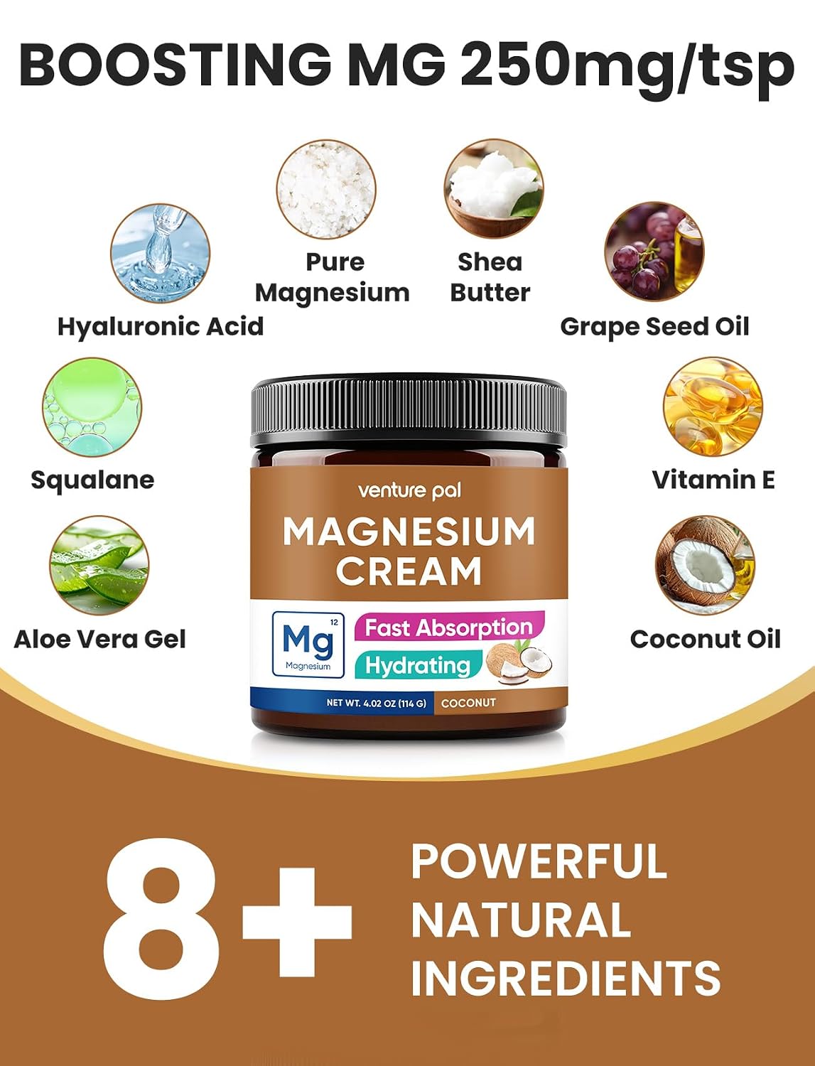 Thumbnail 5 de Venture Pal Topical Magnesium Cream: Fast-Absorbing Hydration with Coconut Oil, Shea Butter & Hyaluronic Acid